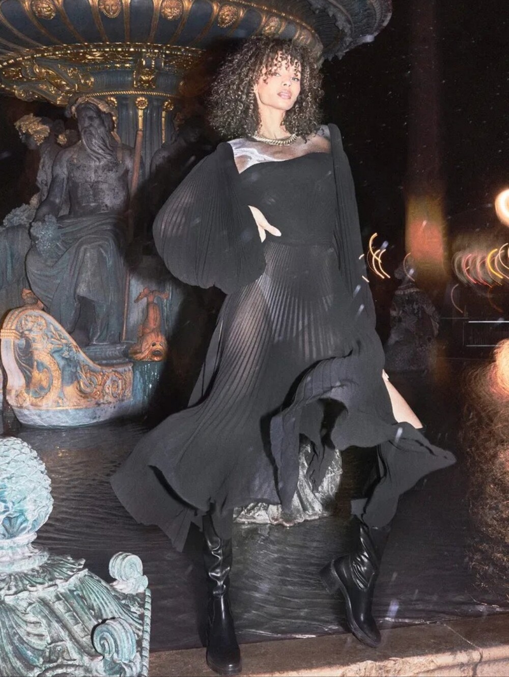 TRE by Natalie Ratabesi Spring 2020 collection Midi Pleated Sheer Dress Size 6